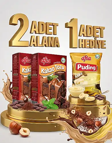 2 Adet Afia Kakao Tozu 2x50 Gr Alana 1 Adet Afia Muzlu Puding 115 Gr Hediye - AFİA