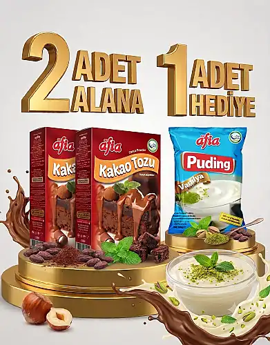 2 Adet Afia Kakao Tozu 2x50 Gr Alana 1 Adet Afia Vanilyalı Puding 115 Gr Hediye - AFİA
