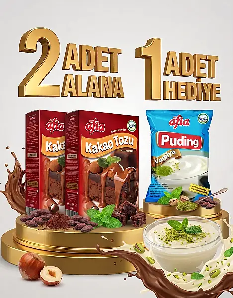 2 Adet Afia Kakao Tozu 2x50 Gr Alana 1 Adet Afia Vanilyalı Puding 115 Gr Hediye - 1