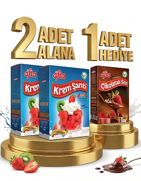 2 Adet Afia Sade Krem Şanti 3x75 Gr 225 Gr Alana 1 Adet Afia Çikolatalı Sos 100 Gr Hediye - 1
