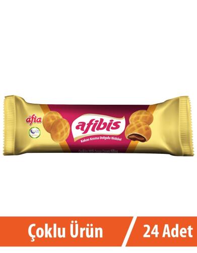 Afia Afibis Kakao Krema Dolgulu Bisküvi 24x75 Gr - Afia