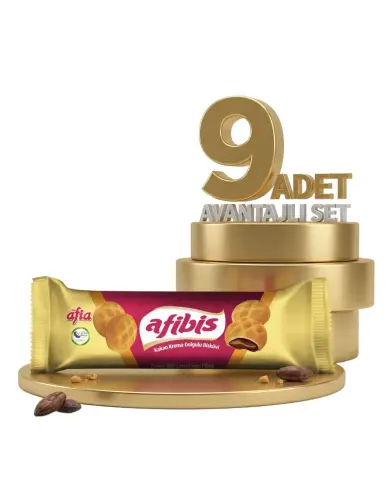 Afia Afibis Kakao Krema Dolgulu Bisküvi 9x75 Gr - Afia