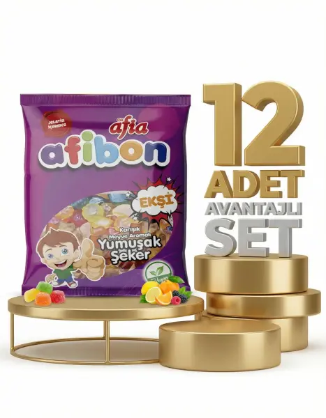 Afia Afibon Ekşi Karışık Meyveli Yumuşak Şeker 12x80 Gr - 1