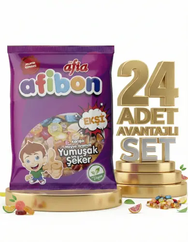 Afia Afibon Ekşi Karışık Meyveli Yumuşak Şeker 24x80 Gr - AFİA