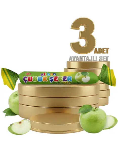 Afia Afibon Elmalı Çubuk Şeker 3x6,7 Gr - 1