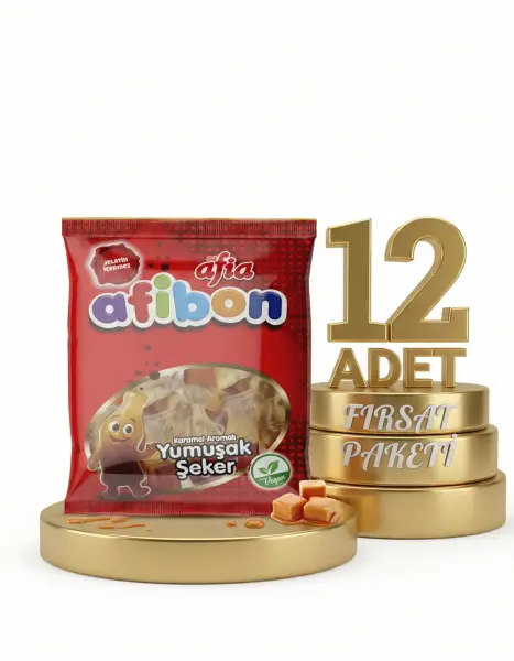 Afia Afibon Karamel Aromalı Yumuşak Şeker 12x80 Gr - 1