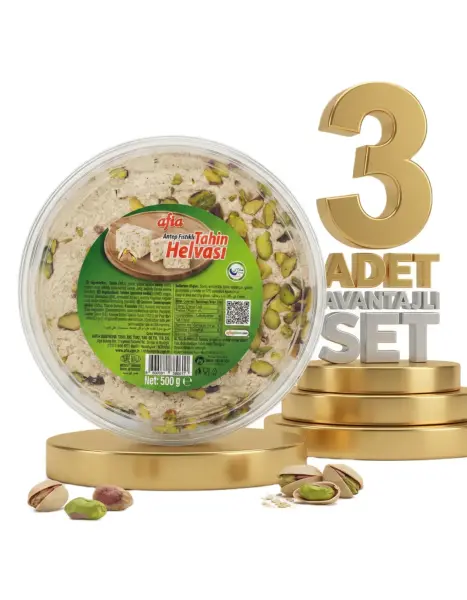 Afia Antep Fıstıklı Tahin Helvası 3x500 Gr - 1
