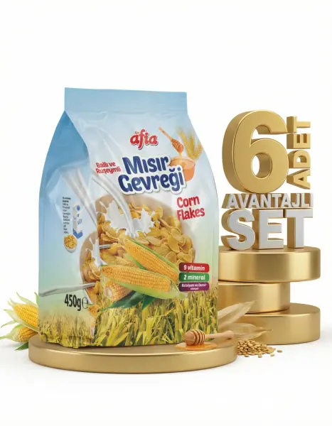 Afia Ballı Ruşeymli Mısır Gevreği 6x450 Gr - 1