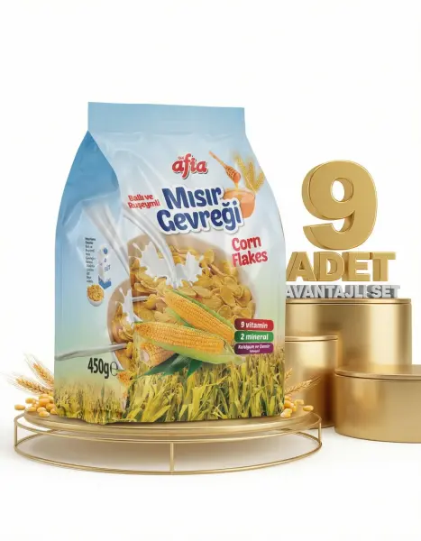 Afia Ballı Ruşeymli Mısır Gevreği 9x450 Gr - 1