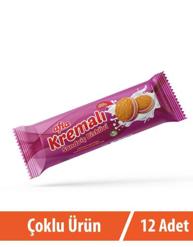 Afia Çilek Kremalı Sandviç Bisküvi 12*60 Gr - Afia