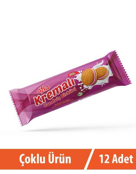 Afia Çilek Kremalı Sandviç Bisküvi 12*60 Gr - 1