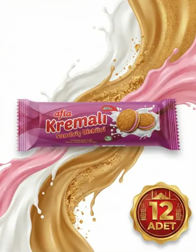 Afia Çilek Kremalı Sandviç Bisküvi 12*60 Gr - 5