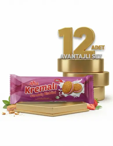 Afia Çilek Kremalı Sandviç Bisküvi 12x60 Gr - 1