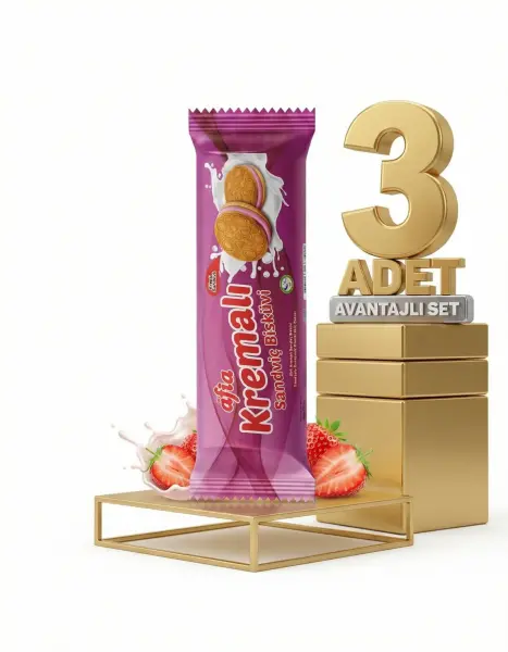 Afia Çilek Kremalı Sandviç Bisküvi 3x60 Gr - 1