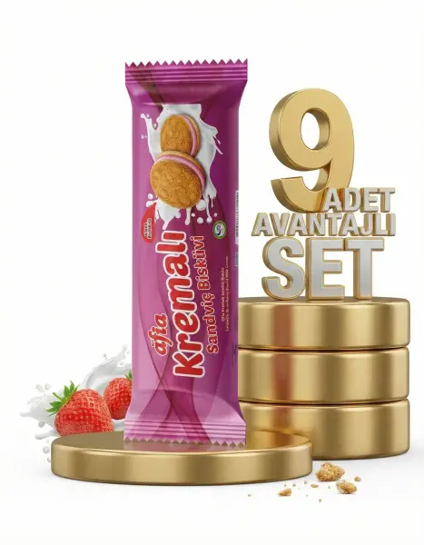 Afia Çilek Kremalı Sandviç Bisküvi 9x60 Gr - 1