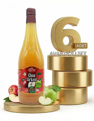 Afia Elma Sirkesi Cam Şişe 6x1 Lt - Afia