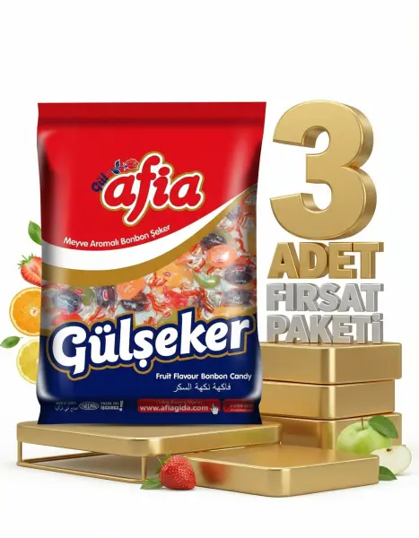 Afia Gülşeker Karışık Meyve Aromalı Şeker 3x175 Gr - 1