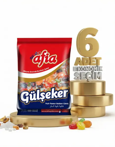 Afia Gülşeker Karışık Meyve Aromalı Şeker 6x175 Gr - 1