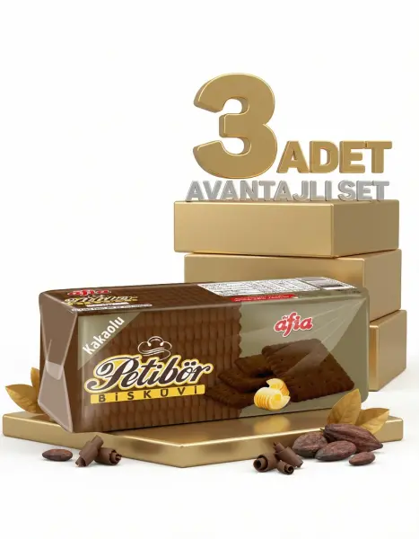 Afia Kakaolu Petibör Bisküvi 3x180 Gr - 1