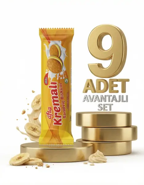 Afia Muz Kremalı Sandviç Bisküvi 9x60 Gr - 1