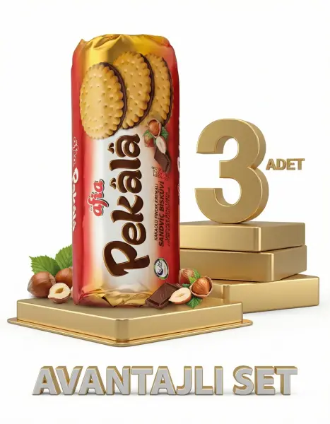 Afia Pekala Kakaolu Fındık Kremalı Sandviç Bisküvi 3x200 Gr - 1