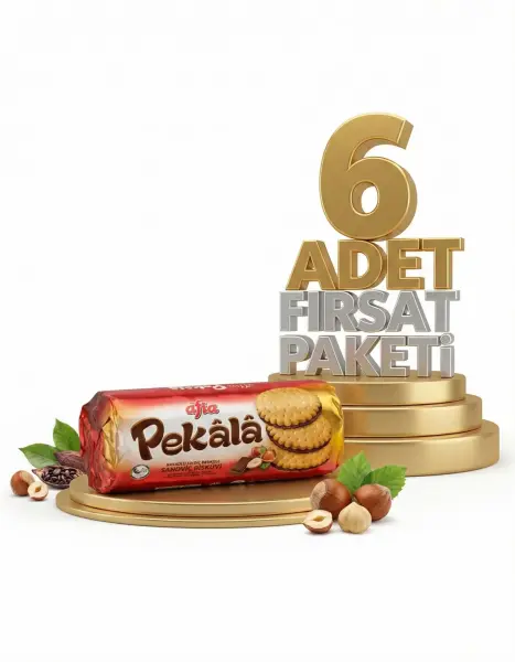 Afia Pekala Kakaolu Fındık Kremalı Sandviç Bisküvi 6x200 Gr - 1