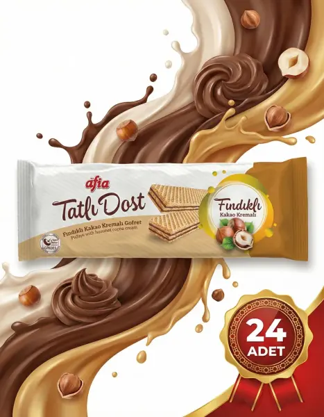 Afia Tatlı Dost Fındıklı Kakao Kremalı Gofret 24x140 Gr - 3