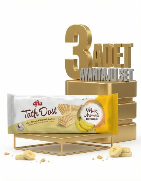 Afia Tatlı Dost Muz Kremalı Gofret 3x140 Gr - 1