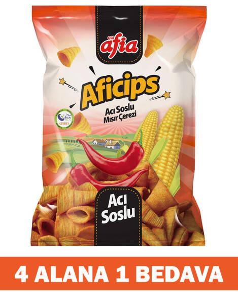 Aficips Acılı Mısır Cips 50 Gr 4 Alana 1 Bedava - 1