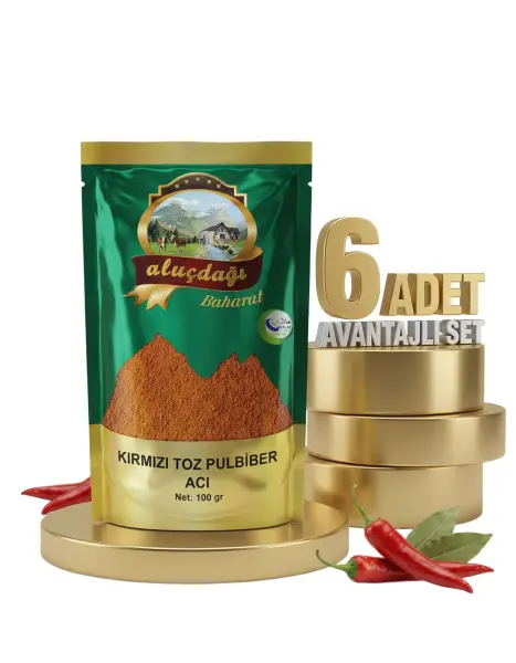 Aluçdağı Acı Kırm Toz Biber 6x100 Gr - 1
