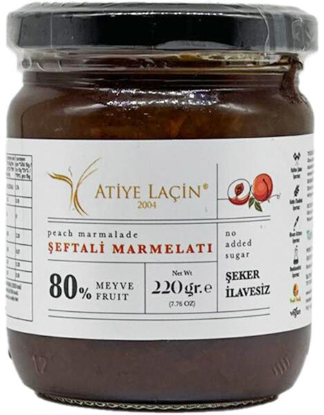 Atiye Laçin Şeker İlavesiz Şeftali Marmelatı 220 Gr - 1