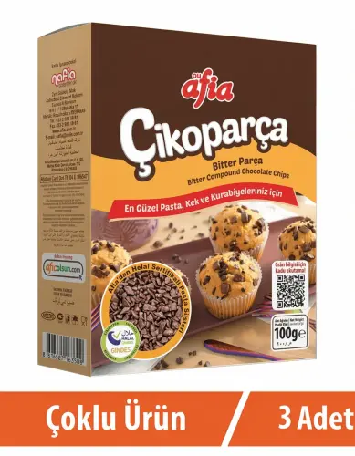 Afia Çikoparça Bitter Parça Çikolata 3x100 Gr - 1