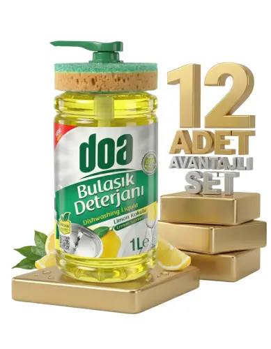 Doa Bulaşık Deterjanı Limon Süngerli 12x1000 Ml - Doa