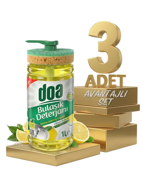 Doa Bulaşık Deterjanı Limon Süngerli 3x1000 Ml - 1