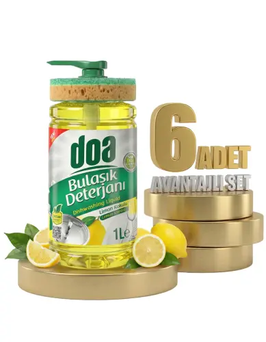 Doa Bulaşık Deterjanı Limon Süngerli 6x1000 Ml - Doa