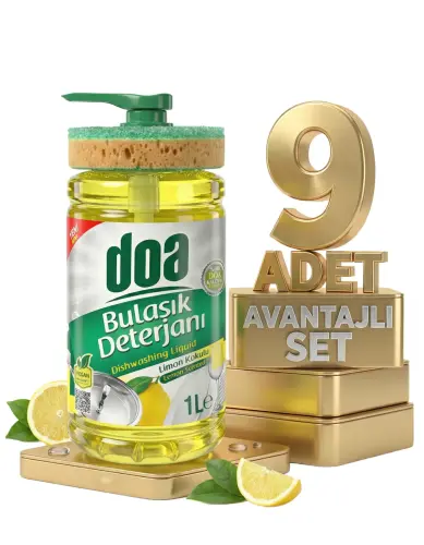 Doa Bulaşık Deterjanı Limon Süngerli 9x1000 Ml - Doa