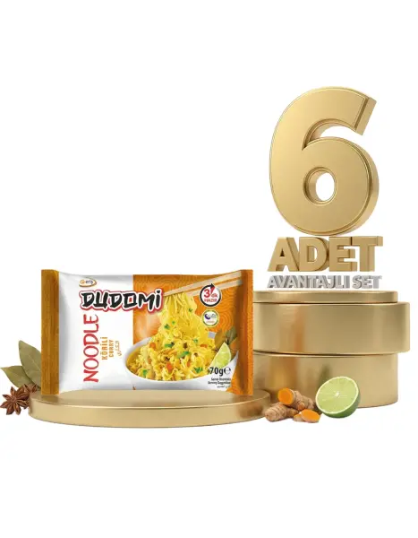 Dudomi Kore Usulü Köri Çeşnili Noodle 6x70 Gr - 1