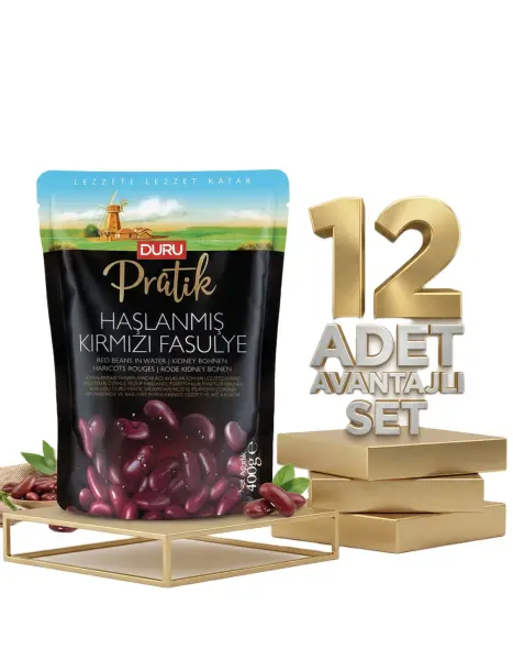 Duru Haşlanmış Kırmızı Fasulye 12x400 Gr - 1