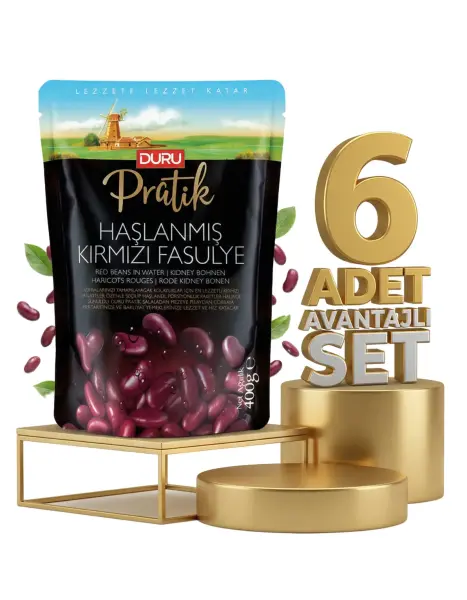 Duru Haşlanmış Kırmızı Fasulye 6x400 Gr - 1