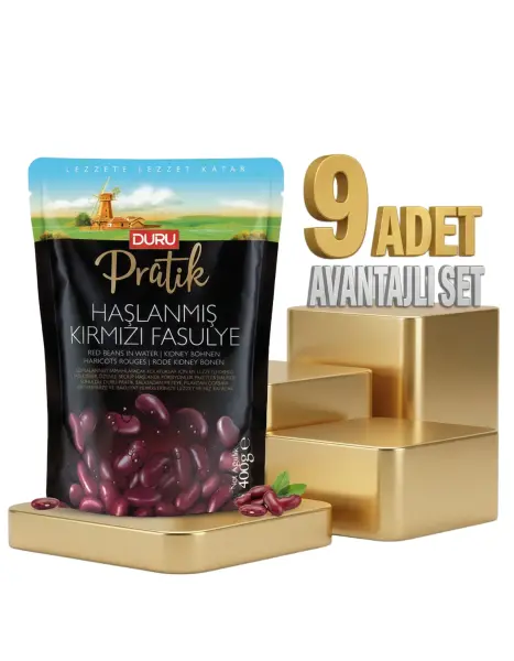 Duru Haşlanmış Kırmızı Fasulye 9x400 Gr - 1
