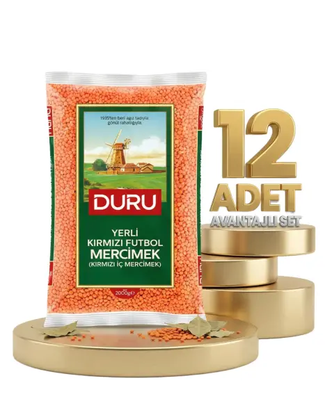 Duru Kırmızı Futbol Mercimek 12x2 Kg - 1