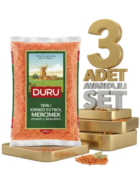 Duru Kırmızı Futbol Mercimek 3x2 Kg - 1