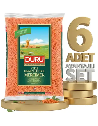 Duru Kırmızı Futbol Mercimek 6x1 Kg - Duru