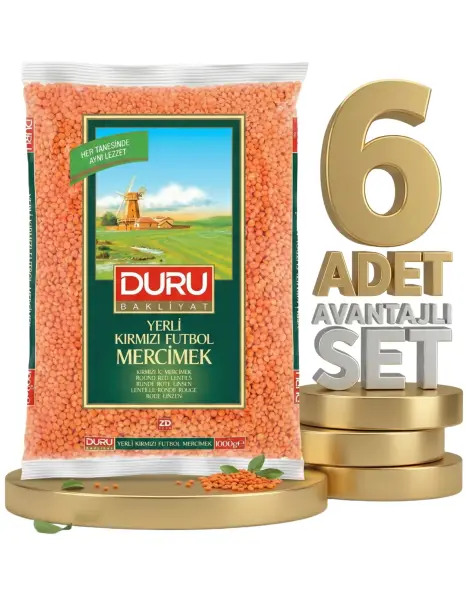 Duru Kırmızı Futbol Mercimek 6x1 Kg - 1