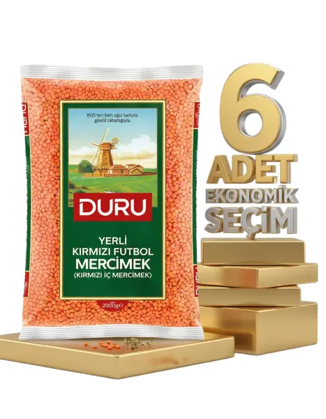Duru Kırmızı Futbol Mercimek 6x2 Kg - 1