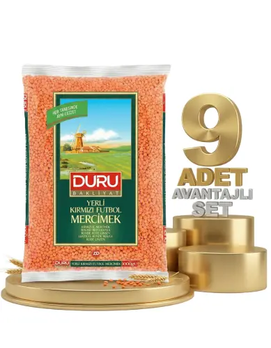 Duru Kırmızı Futbol Mercimek 9x1 Kg - Duru