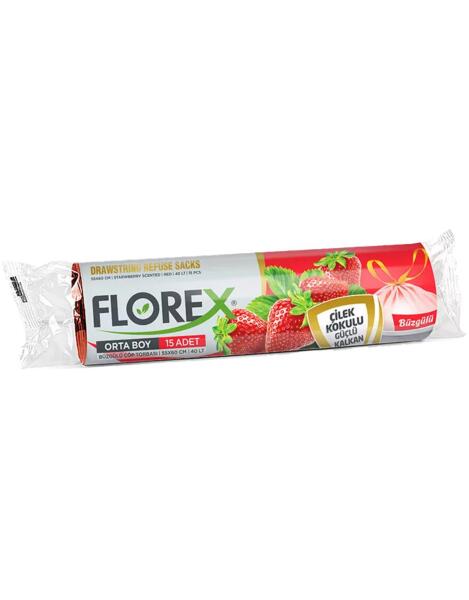 Flexi Büzgülü Orta Boy Çöp Torbası Çilek Kokulu - 1