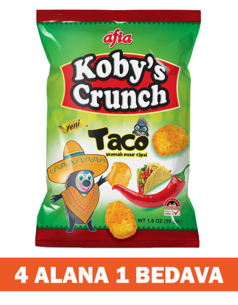 Kobys Crunch Taco Aromalı Mısır Cips 50 Gr 4 Alana 1 Bedava - 1