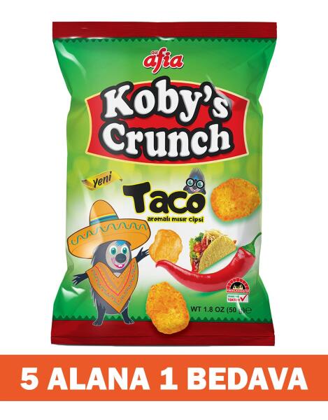 Kobys Crunch Taco Aromalı Mısır Cips 50 Gr 5 Alana 1 Bedava - 1