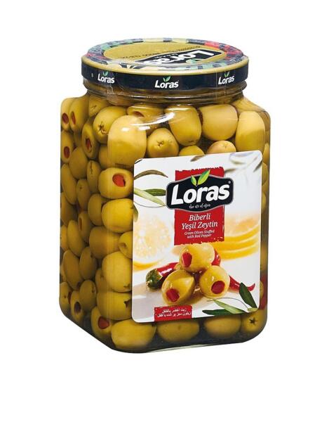Loras Cam Biber Dolgulu Yeşil Zeytin 300 Gr 201-230 - 1